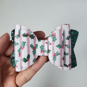 Christmas Holly Girls Hair Bow